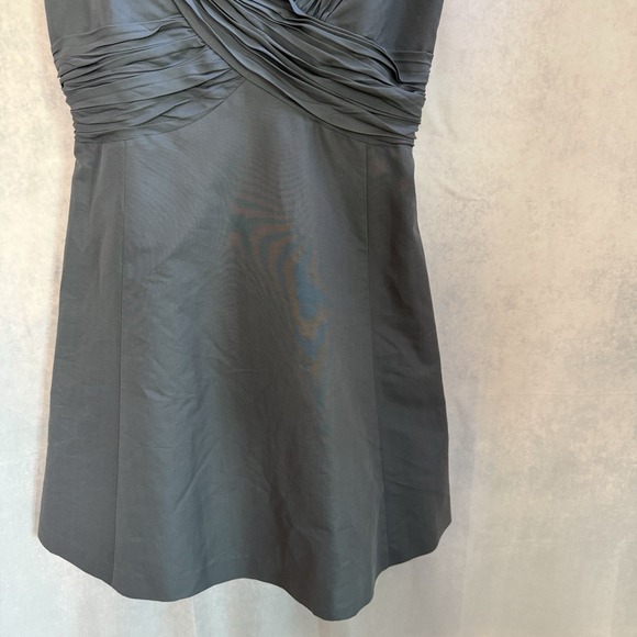 Mirror of Venus Anthropologie Gray Silk V Neck A Line Dress Size 14 Pleated - Picture 3 of 13